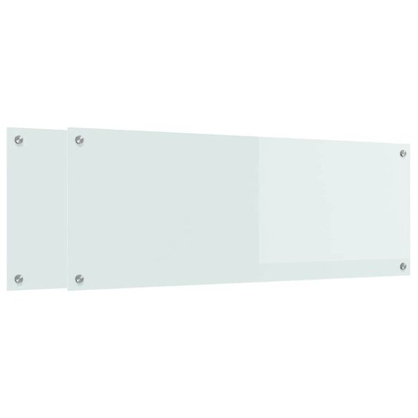 vidaXL Panel kuchenny 2 pcs Biały 110 x 40 cm szkło hartowane