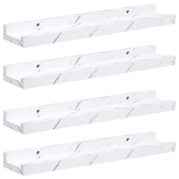 vidaXL P&oacute;łka ścienna z p&oacute;łką 4 pcs Biały marmur 40 x 9 x 3 cm