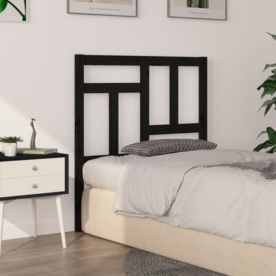 vidaXL Wezgłowie łóżka, czarne, 95,5x4x100 cm, lite drewno sosnowe