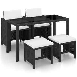 vidaXL 5-cz. zestaw mebli ogrodowych z poduszkami, rattan PE, czarny