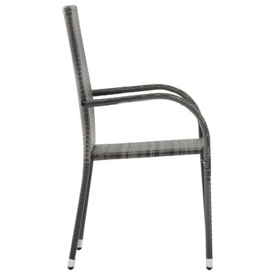 vidaXL Sztaplowane krzesła ogrodowe, 2 szt., szare, polirattan