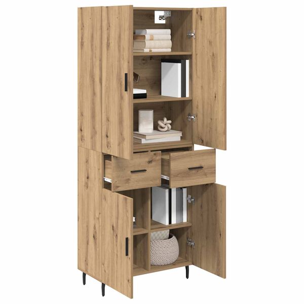vidaXL Highboard 2 pcs Dąb rzemieślniczy Drewno inżynieryjne i szkło