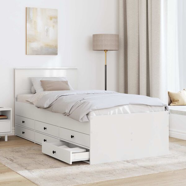 vidaXL Ł&oacute;żko dzienne z szufladą Biały i czarny 90 x 200 cm