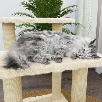 vidaXL Drapak dla kota ze słupkami sizalowymi, kremowy, 50,5 cm