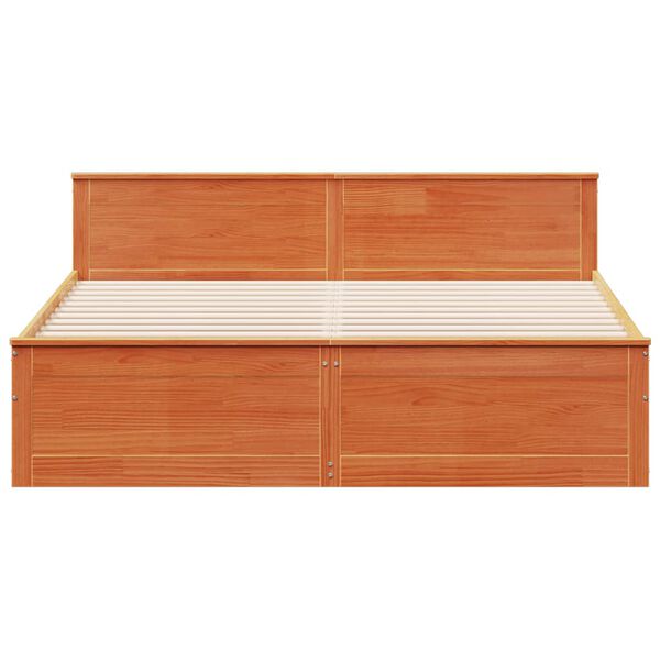 vidaXL Rama ł&oacute;żka z wezgłowiem, bez materaca, woskowy brąz, 180x200 cm