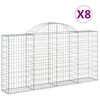 vidaXL Kosze gabionowe, 8 szt, 200x30x100/120 cm, galwanizowane żelazo