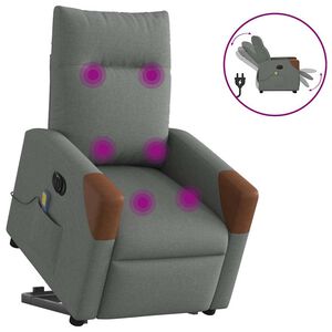 vidaXL Podnoszony fotel masujący, elektryczny, rozkładany, ciemnoszary