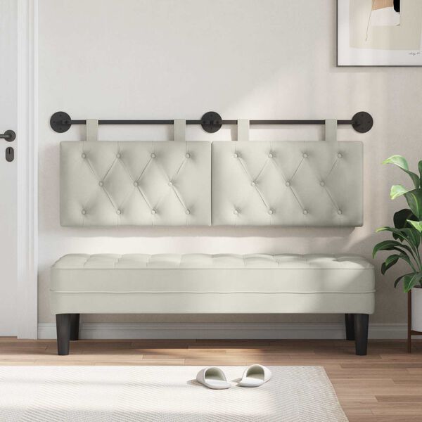 vidaXL Wisząca Głowa Kremowy 150 x 55 x 7 cm Aksamit