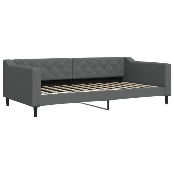 vidaXL Sofa rozsuwana z materacami, ciemnoszara, 100x200 cm, tkanina