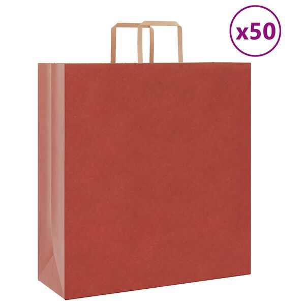 vidaXL Torby papierowe 50 szt. z uchwytami czerwone 45x17x48 cm