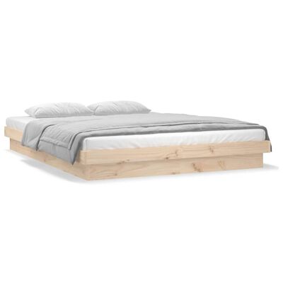 vidaXL Rama łóżka z LED, 120x190 cm, podwójna, lite drewno