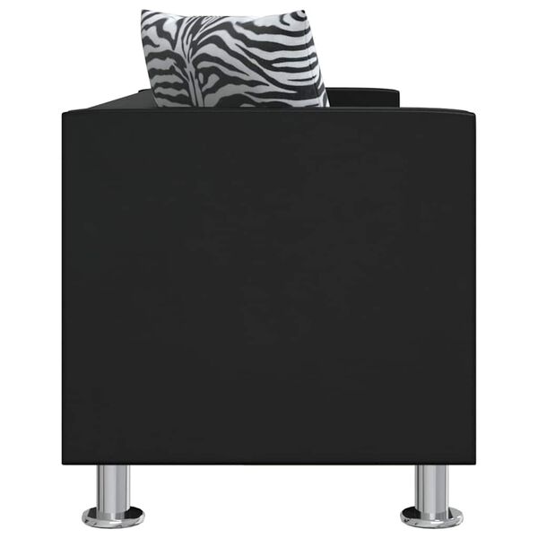 vidaXL Sofa 3-osobowa ze sk&oacute;ry syntetycznej, czarna