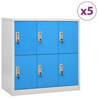 vidaXL Szafki zamykane, 5 szt., jasnoszaro-niebieskie, 90x45x92,5 cm