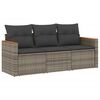 vidaXL 3-częściowa sofa do ogrodu, z poduszkami, szara, polirattanowa