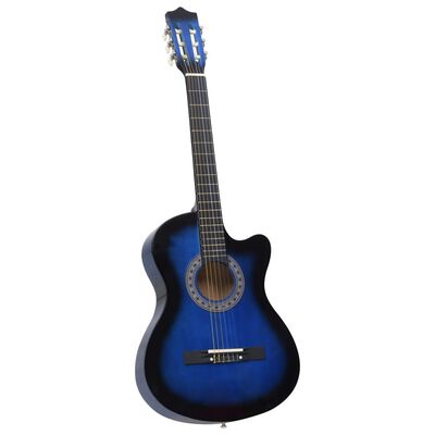 vidaXL Gitara klasyczna z wycięciem, 6 strun, niebieska, 38"