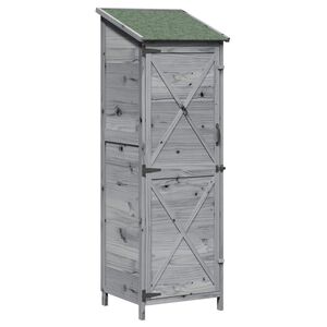 vidaXL Shed ogrodowy Szary 59,5 x 56 x 176,5 cm Drewno Świerkowe