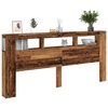 vidaXL Wezgłowie ł&oacute;żka z LED, stare drewno, 220x18,5x103,5 cm