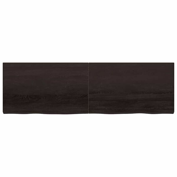 vidaXL Blat stołu, ciemnobrązowy, 200x60x(2-6) cm, lite drewno dębowe