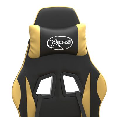 vidaXL Obrotowy fotel gamingowy, czarno-złoty, sztuczna skóra