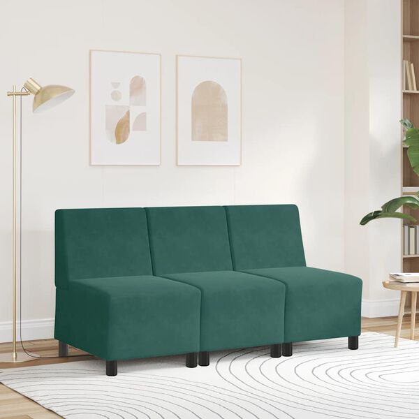 vidaXL Modułowa sofa bez podłokietnik&oacute;w Ciemnozielona 55 cm Aksamit