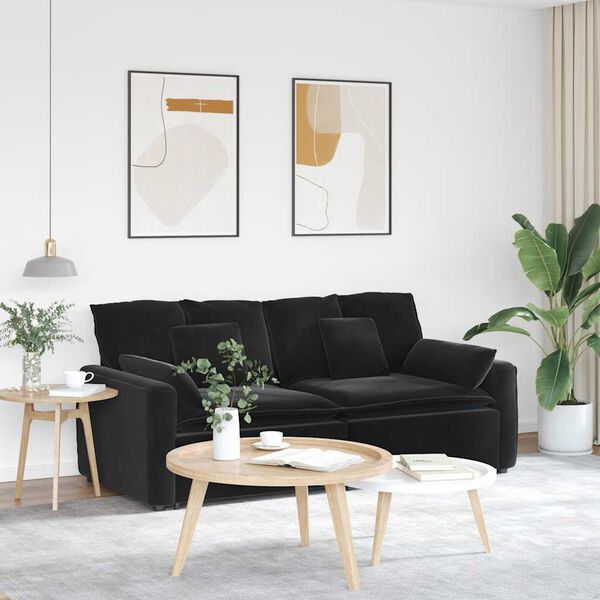 vidaXL Sofa modułowa z poduszkami, czarna