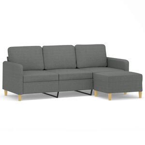 vidaXL 3-osobowa sofa z podn&oacute;żkiem, ciemnoszary, 180 cm, tkaniną