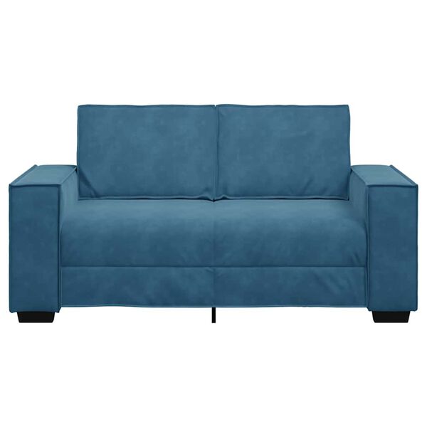vidaXL Sofa 2-osobowa, niebieski, 120 cm, tapicerowana aksamitem