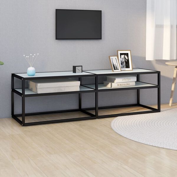 vidaXL Szafka pod TV, biały marmur, 140x40x40,5 cm, szkło hartowane