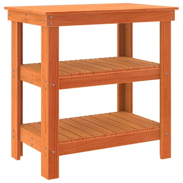 vidaXL St&oacute;ł warsztatowy z p&oacute;łką Woskowy Brąz 78,5 x 50 x 80 cm