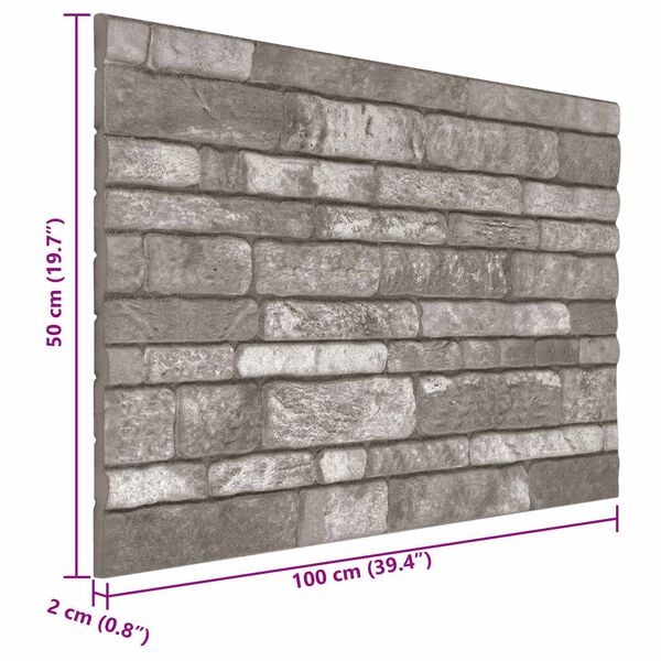 vidaXL Panele ścienne 10 pcs ciemnoszary 100 x 50 cm Pianka EPS