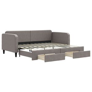 vidaXL Sofa rozsuwana z szufladami, taupe, 90x200 cm, tkanina