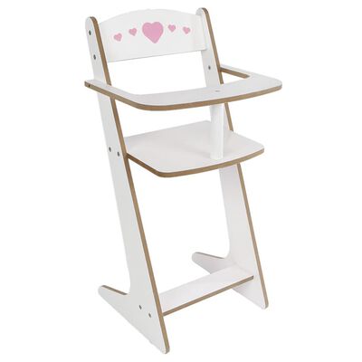 Doll fun Wysokie krzesełko dla lalek, biało-różowe, 53 cm