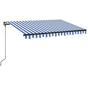 vidaXL Ręcznie zwijana markiza z LED, 350 x 250 cm, niebiesko-biała