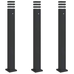 vidaXL Zewnętrzne lampy stojące, z czujnikami, 3 szt., czarne, 110 cm