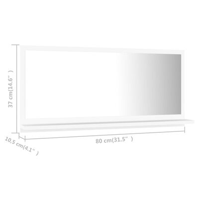 vidaXL Lustro łazienkowe, białe, 80 x 10,5 x 37 cm, płyta wiórowa