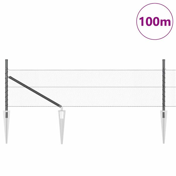 vidaXL Słupek ogrodzeniowy. Szary 100 x 0,8 m (siatka 13 mm)