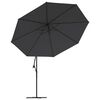 vidaXL Parasol wiszący z aluminiowym słupkiem, 350 cm, czarny