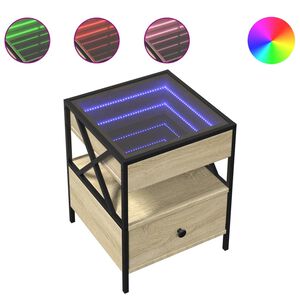 vidaXL Stolik nocny z LED Infinity, dąb sonoma, 40x40x51 cm