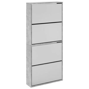 vidaXL Szafka na buty z lustrem, 4 poziomy, szary beton, 63x17x134 cm
