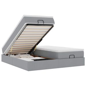 vidaXL Rama ł&oacute;żka otomana z materacami, szara, 180x200 cm, tkanina