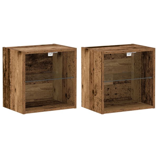 vidaXL Półka wisząca z półką 2 pcs Brązowy 40 x 28,5 x 40 cm