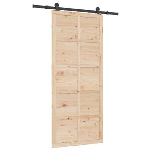 vidaXL Drzwi przesuwne 80 x 208 cm Lite drewno sosnowe naturalny