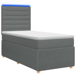vidaXL Ł&oacute;żko z box spring LED z materacem ciemnoszary 80 x 200 cm