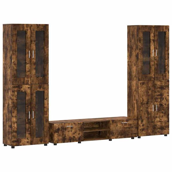 vidaXL Zestaw szafek RTV z p&oacute;łką Dąb wędzony Materiał drewnopochodny