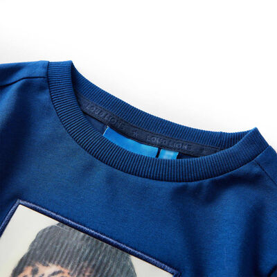 Koszulka dziecięca z długimi rękawami, ciemnoniebieska, 92