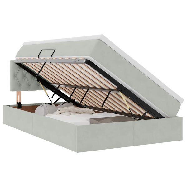 vidaXL Ł&oacute;żko z miejscem do przechowywania Jasnoszary 120 x 190 cm