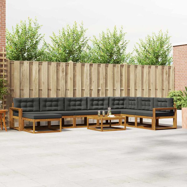 vidaXL Zestaw sof na zewnątrz z poduszką 9 pcs Naturalny i Antracytowy