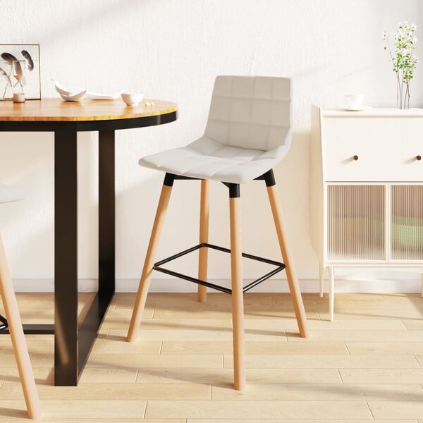 vidaXL Stołek barowy, kremowy, tapicerowany tkaniną