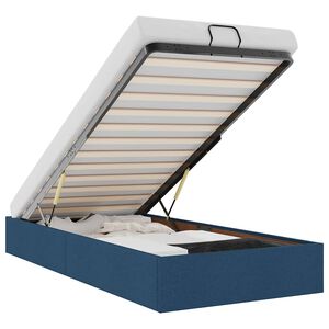 vidaXL Rama ł&oacute;żka otomana bez materaca, niebieska, 90x200 cm, tkanina