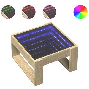 vidaXL Stolik kawowy z LED Infinity, dąb sonoma, 50x53x30 cm